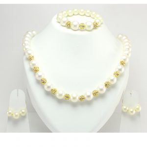 Milyra Pearl Necklace With Pair of Earrings & Bracelet Set - Off White