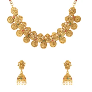 Yellow Chimes Jewellery Set For Women And Girls Temple Jewellery Set For Women | Gold Plated Coin Designed Temple Jewellery | Birthday Gift For Girls And Women Anniversary Gift For Wife