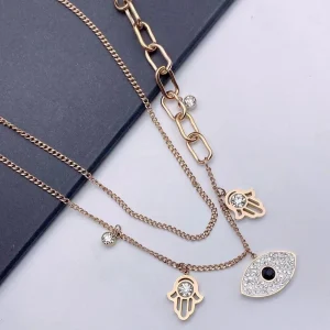 Evil Eye Hamsa Layered Necklace