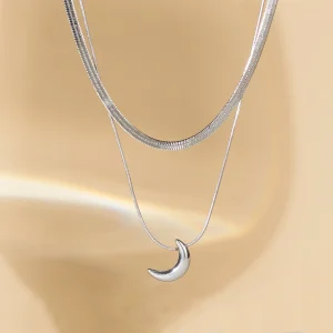 Half Moon Halo Silver Necklace